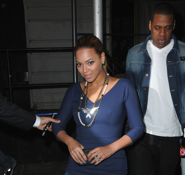 Beyonce Knowles and Jay-Z leaving Nobu restaurant
