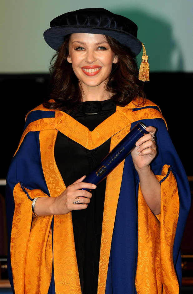 Kylie Minogue holds her honorary degree