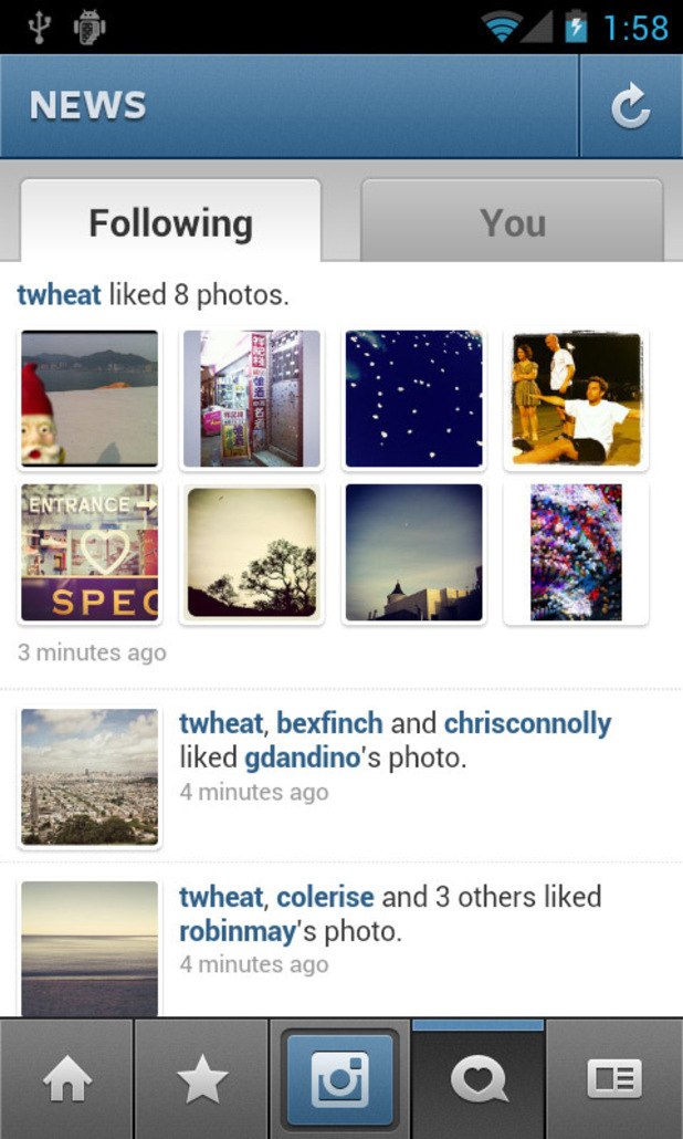 Instagram for Android screenshot - News Following