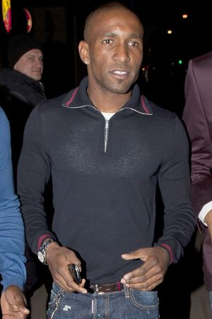 Jermaine Defoe leaving the Rose nightclub after the launching of Alexandra Burke's new lipstick.