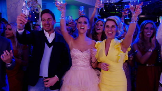 The cast all attend a party