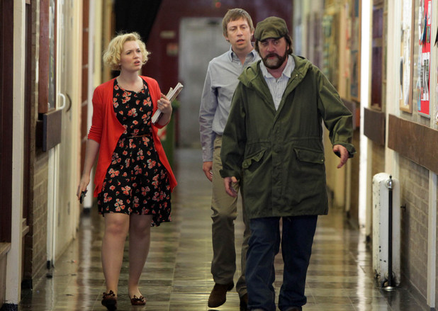 Zak Dingle (Steve Halliwell) makes a scene at Belle's school