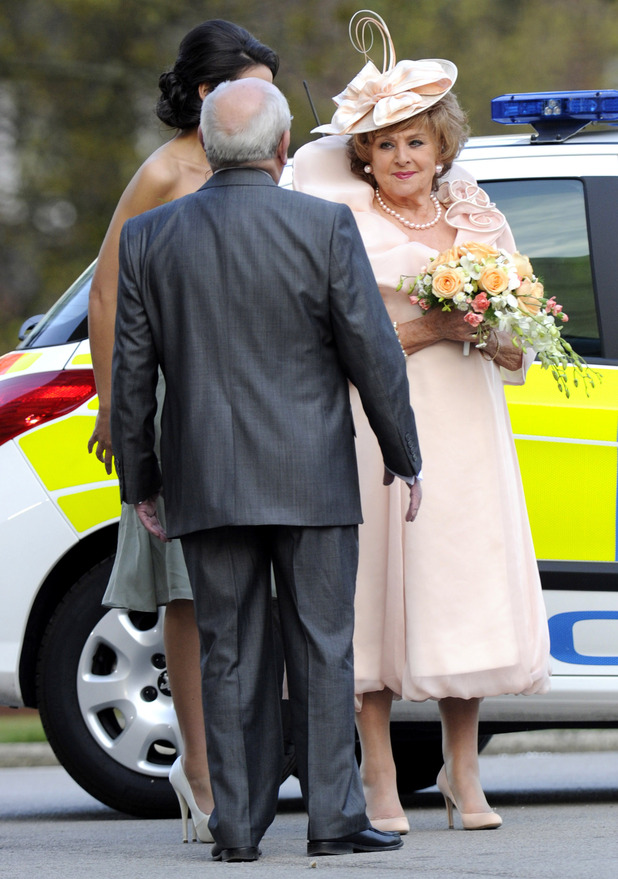 Coronation Street - Rita's Wedding; On-set pictures - Rita arrives in a police car