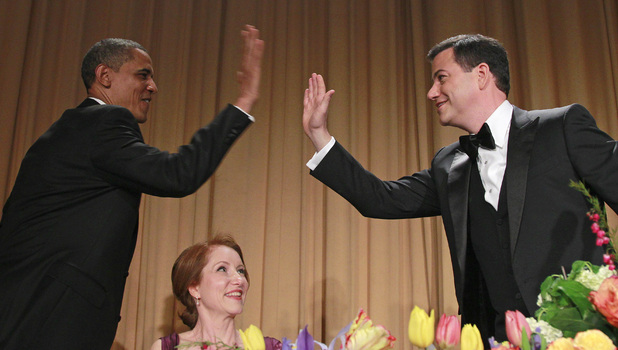 White House Correspondents' Dinner 2012: Barack Obama high-fives Jimmy Kimmel