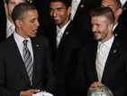 Barack Obama teases David Beckham over age, underwear range - video