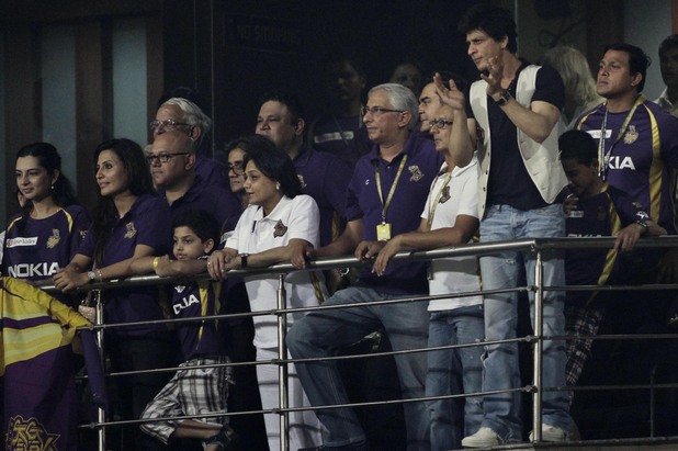 Shah Rukh Khan watches an Indian Premier League (IPL) game on May 14, 2012