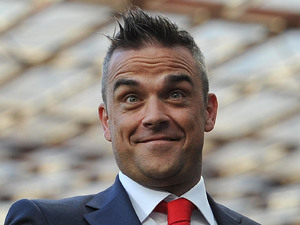 Robbie Williams at Old Trafford for Soccer Aid.