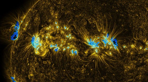 Incandescent Sun - Processed SDO images in the 171 Angstrom wavelength of extreme ultraviolet showing plasma in the solar atmosphere, called the corona