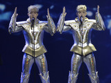 Jedward perform during the 2012 Eurovision Song Contest