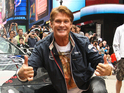 David Hasselhoff  at the Gumball 3000 International Car Rally starting point in Times Square, Manhattan.
