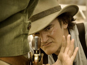 Quentin Tarantino on the set of Django Unchained