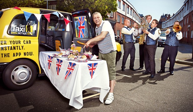 Colin 'The Cabbie' Sinclaire sets up his black cab Diamond Jubilee street party
