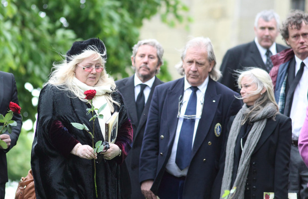 Dwina Murphy Gibb at the funeral of her husband Robin Gibb
