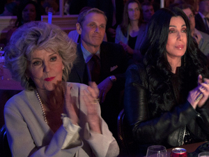 Cher (C) with mother Georgia Holt (L) watching Barack Obama speaking at the Beverly Wilshire Hotel - June 6, 2012