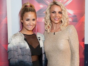 Demi Lovato and Britney Spears arrive for the San Francisco X Factor auditions.