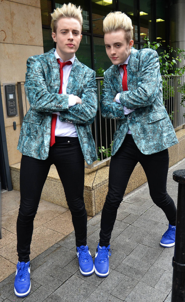 Jedward outside the Today FM radio station, Dublin. 