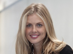 Donna Air sat on a Babybel spacehopper for Barnado's