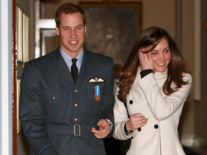 Prince William and his girlfriend Kate Middleton walk in RAF Cranwell, Lincolnshire after William received his RAF wings from his father the Prince of Wales.
After more than 12 weeks training, the young royal became the fourth successive generation of the monarchy to become an RAF pilot.