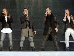 Westlife play their penultimate concert at Croke Park in Dublin, Ireland.