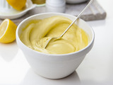 Homemade mayonnaise, eggs, oil and lemon
