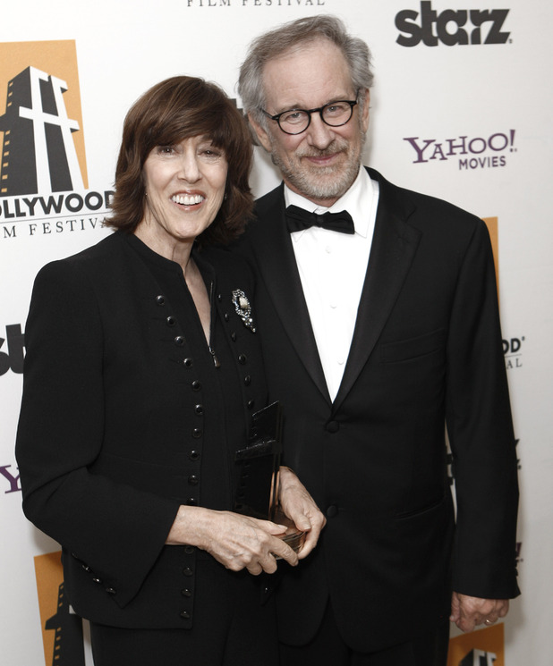 Nora Ephron poses with Steven Spielberg