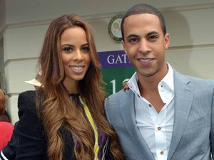 Rochelle Wiseman and Marvin Humes arrive for the big match.