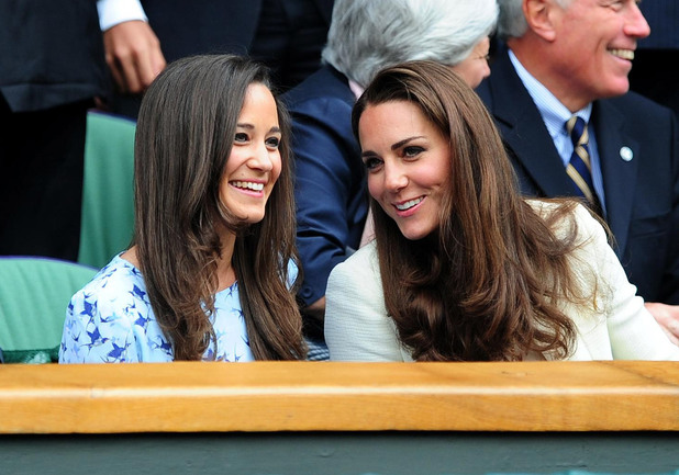The Duchess of Cambridge and Pippa Middleton in the Royal Box during the Wimbledon Men's Final.