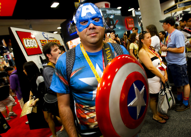 Fan dressed as Captain America