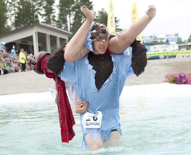 World Championship wife-carrying competition in Sonkajarvi, Finland