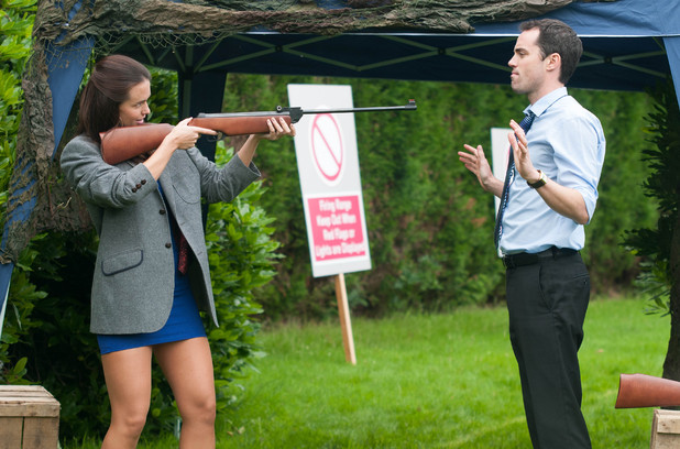 Dr Browning and Mercedes at the shooting range.