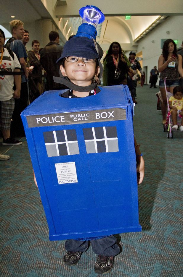 Fan dressed as a phonebox