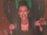 Kim Kardashian posted this rather unflattering picture on her Twitter account of herself, sister Kendall Jenner and boyfriend Kanye West on the Six Flags Magic Mountain theme park ride.