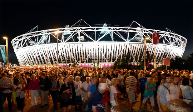 Crowds leave the Olympic Stadium at the Olympic Park in Stratford, east London, following the dress rehearsal for the Opening Ceremony for the London 2012 Olympic Games.