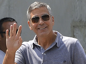 George Clooney on a film set for a new television commercial for Mercedes
Sarnico, Italy
