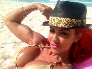 Jodie Marsh in gold bikini to celebrate GB's first Olympic win