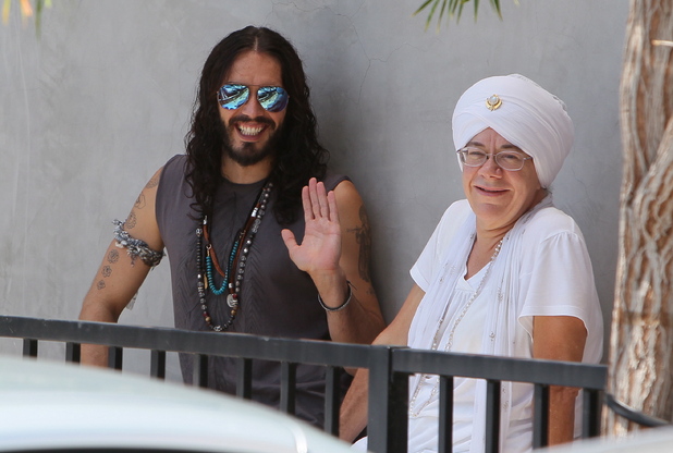 Russell Brandseen leaving Golden Bridge Yoga in Hollywood.