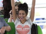 Michelle Keegan at Drayton Manor in "Are you my boyfriend or not?" T-shirt