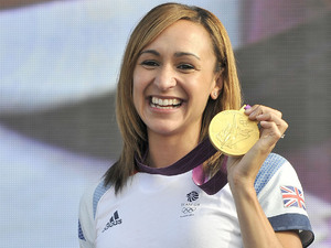 London 2012 Olympic gold medalist Jessica Ennis addresses the crowd at the BT London Live concert - jessica-ennis-gold-medal