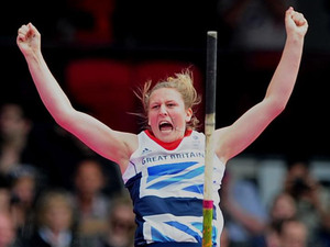 Holly Bleasdale in the Women's Pole Vault during day eight of the London Olympic Games