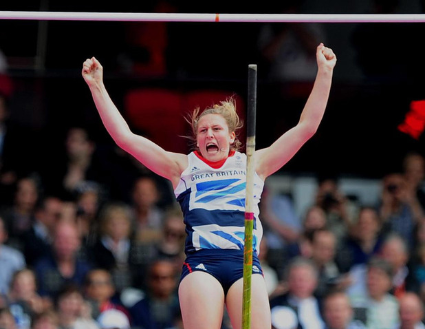 Holly Bleasdale in the Women's Pole Vault during day eight of the London Olympic Games