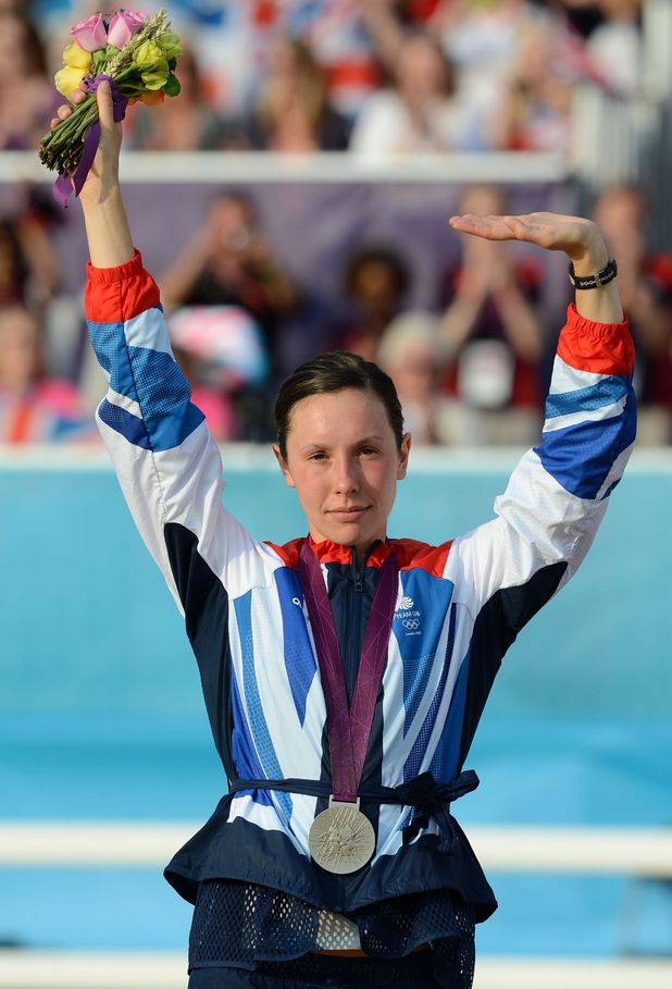 Samantha Murray, with her silver medal which she won in the Women's Pentathlon.
