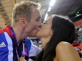 Sir Chris Hoy, Sarra after he won the Team Sprint Final during day six of the Olympic Games at the Velodrome, London.