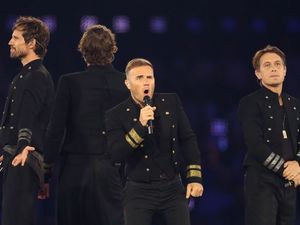 Take That at the 2012 London Olympic Games, Closing Ceremony, Britain - 12 Aug 2012.
