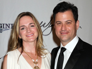 Jimmy Kimmel, Molly McNearney arriving at the 2011 Andre Agassi Grand Slam For Children at Wynn Hotel and Casino in Las Vegas