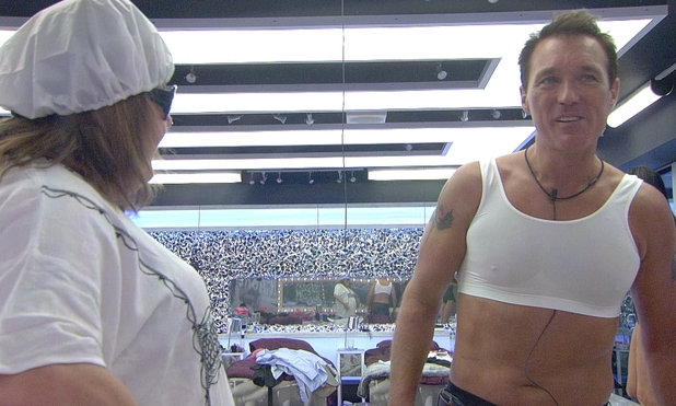 Martin sports a bra.