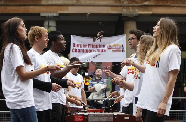 Burger flipping for Food Network