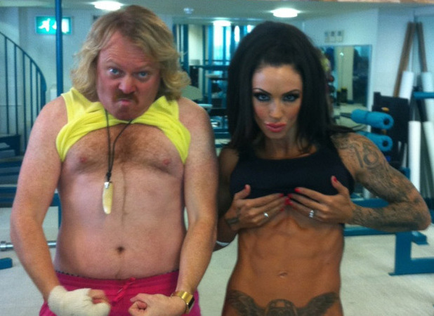 Keith Lemon and Jodie Marsh compare muscles.