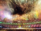 London 2012 Olympics Closing Ceremony: Fireworks over the Olympic Stadium