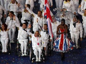 ParalympicsGB enter the stadium lead by flag bearer Peter Norfolk during the Paralympics Games Opening Ceremony