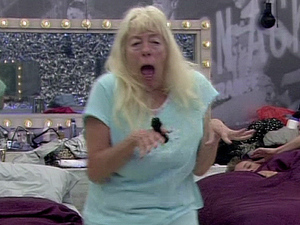Julie Goodyear appears dancing in the bedroom as shes woken up to music on ' Celebrity Big Brother ' Shown on Channel 5 HD